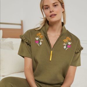 Anthropologie Sasha Embroidered Quarter Zip S